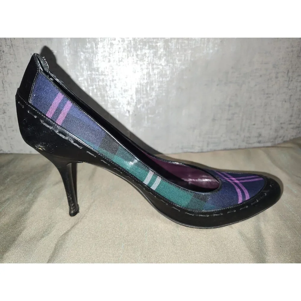 Escada Women's Plaid Multicolor Heels Sz 39.5